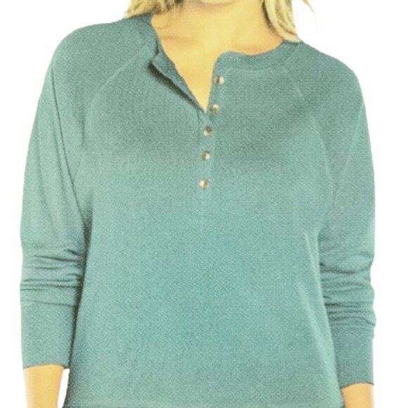 NWT GREEN GAP HENLEY BUTTON FRONT SWEATSHIRT - LARGE - Picture 2 of 10